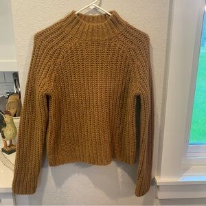 Vince XS Tan High Neck Sweater 32% Alpaca and 15% Merino Wool.